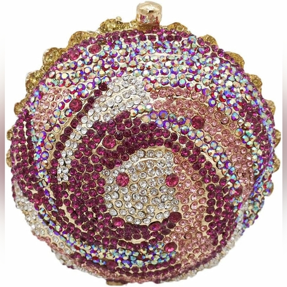 NWT Sparkling Bling Swarovski Crystal Rhinestone Cupcake Clutch Purse Ba…